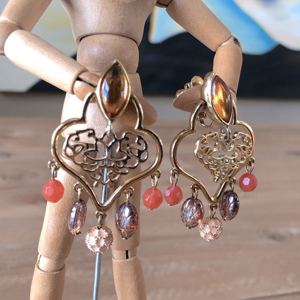 Vintage Dangle Adjustable Back Clip Earrings - image 2